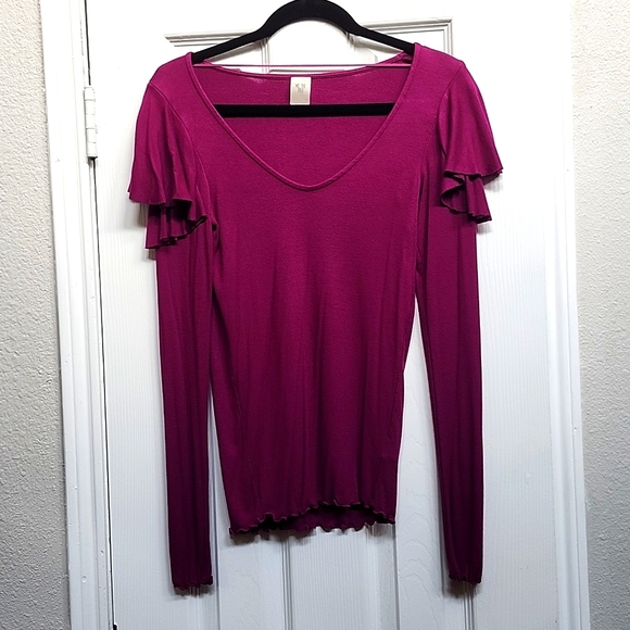 We The Free Berry On Rewind Ribbed Knit Long Sleeve Top, Size S - Picture 4 of 7